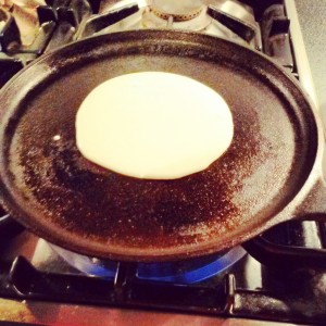 American style pancake skillet in action